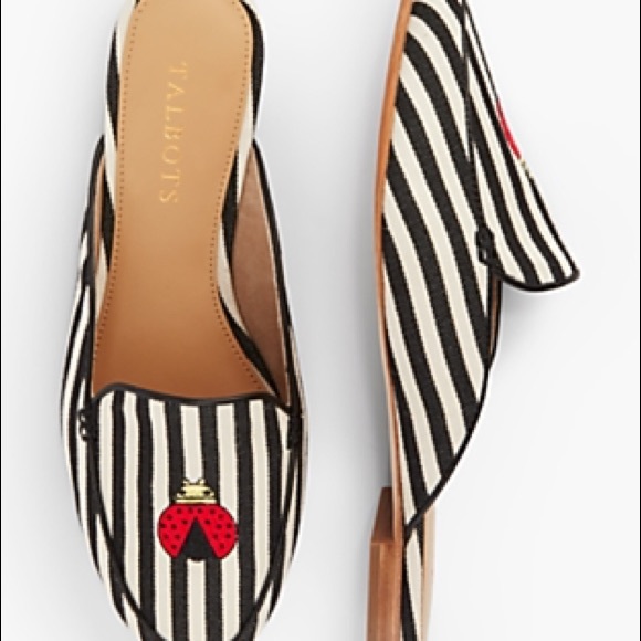 TALBOTS Ryan Striped Mules with Ladybug - Picture 2 of 6